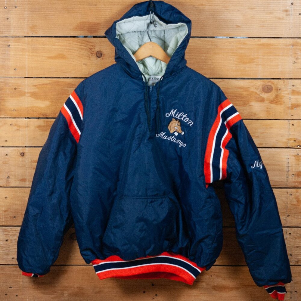 Vintage Milton Academy Mustangs Football Insulated Anorak - XL Made In USA